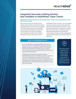 Data Sheet: Integrated Secondary Editing Solution Now Available to HealthRules® Payer Clients