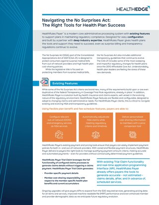 Data Sheet: Navigating the No Surprises Act - The Right Tools for Health Plan Success