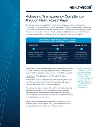 Data Sheet: Achieving Transparency Compliance Through HealthRules Payer