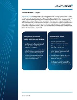 Data Sheet: HealthRules Payer Platform Overview