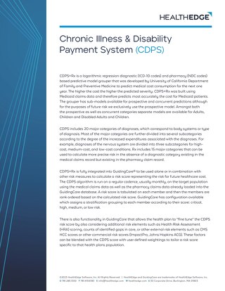 Data Sheet: What Is a Chronic Illness & Disability Payment System+Rx (CDPS)