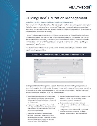 Data Sheet: GuidingCare Utilization Management & Appeals and Grievances