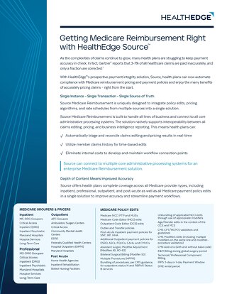 Data Sheet: HealthEdge Source - Medicare Reimbursement