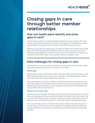 Data Sheet: Closing Gaps In Care Through Better Member Relationships