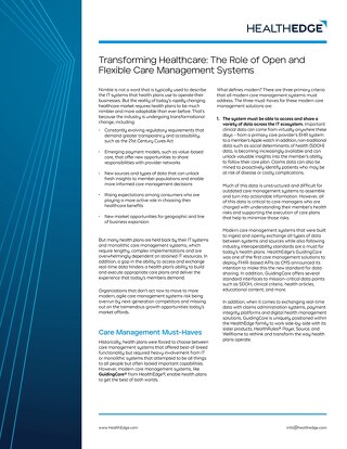 White Paper: Open & Flexible Care Management Systems to Transform Healthcare